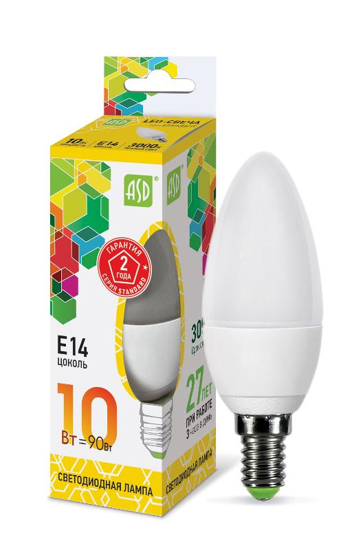 Лампа светодиодная LED-СВЕЧА-standard 10Вт 230В Е14 3000К 900Лм