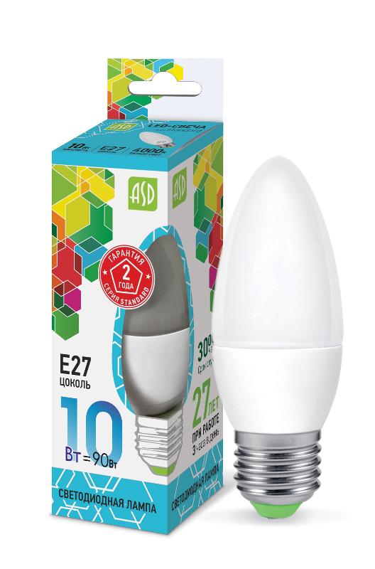Лампа светодиодная LED-СВЕЧА-standard 10Вт 230В Е27 4000К 900Лм