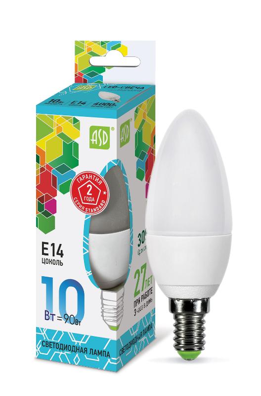 Лампа светодиодная LED-СВЕЧА-standard 10Вт 230В Е14 4000К 900Лм