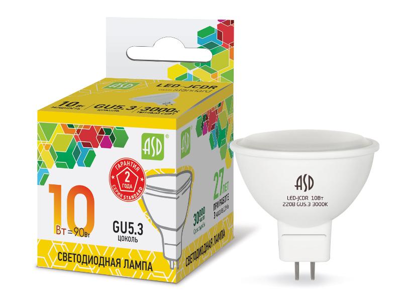 Лампа светодиодная LED-JCDR-standard 10Вт 230В GU5.3 3000К 900Лм