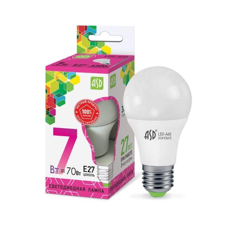 Лампа светодиодная LED-A60-standard 7Вт 230В Е27 6500К 630Лм
