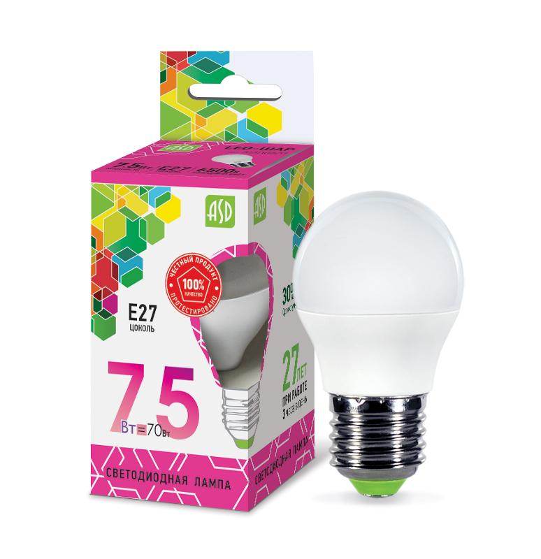Лампа светодиодная LED-ШАР-standard 7.5Вт 230В Е27 6500К 675Лм