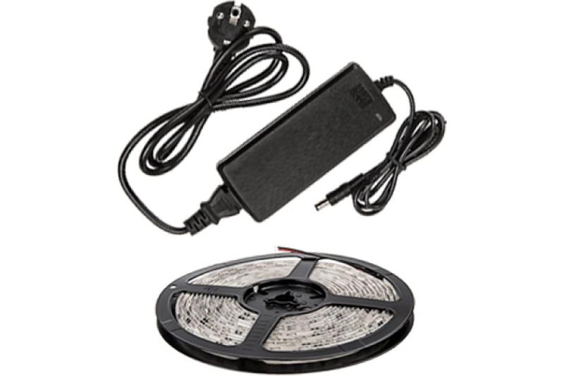 Набор светодиодная лента LS 50СW-60/33-5-AP 60LED 72Вт IP33 6000K холодный белый 5м, адаптер