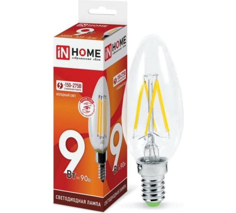 Лампа светодиодная LED-СВЕЧА-deco 9Вт 230В Е14 6500К 810Лм прозр