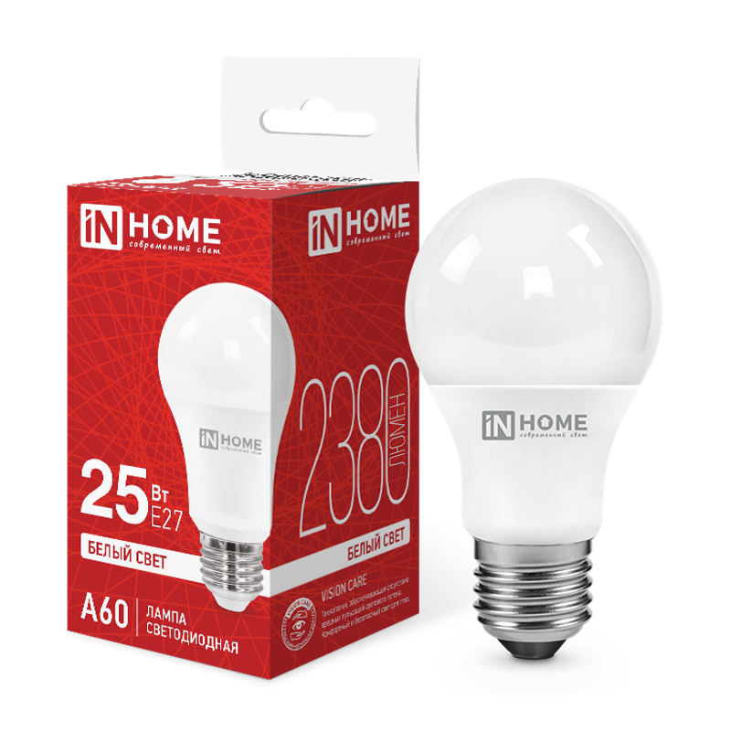 Лампа светодиодная LED-A60-VC 25Вт 230В Е27 4000К 2380Лм