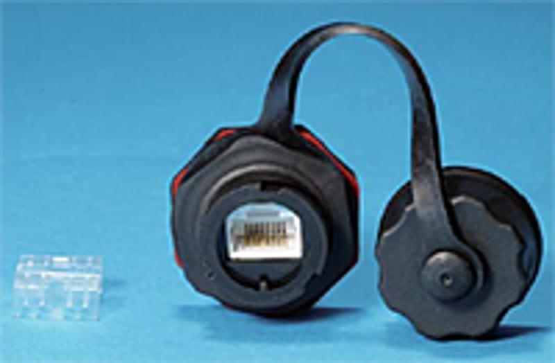 KJ-IE-8P8C-C6-180-BK Промышленный модуль Keystone Jack RJ-45 (8P8C), IP67, категория 6, с защитной крышкой, черный