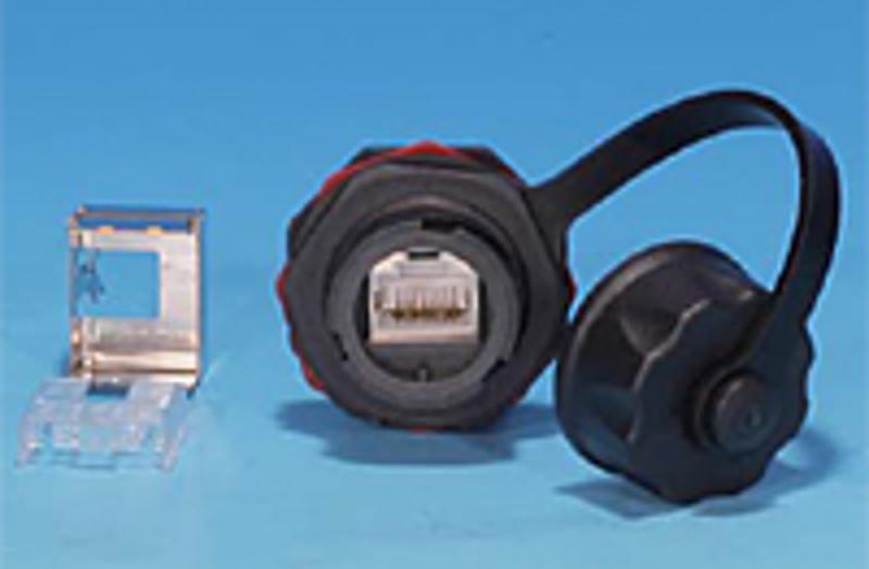 KJ-IE-8P8C-C6-180-SH-F-BK Промышленный модуль Keystone Jack RJ-45 (8P8C), IP67, категория 6, с защитной крышкой, черный