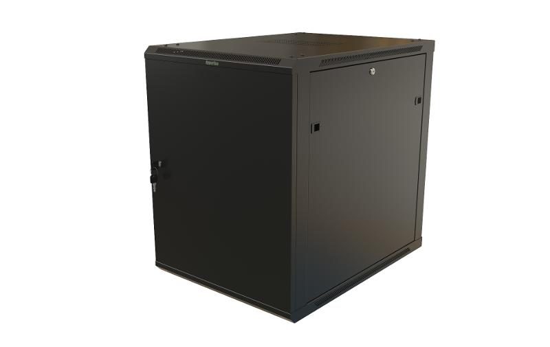 TWB-1868-SR-RAL9004 Шкаф настенный 19-дюймовый (19"), 18U, 908x600х800мм, металлич. дверь с замком, две боковые панели, черн.