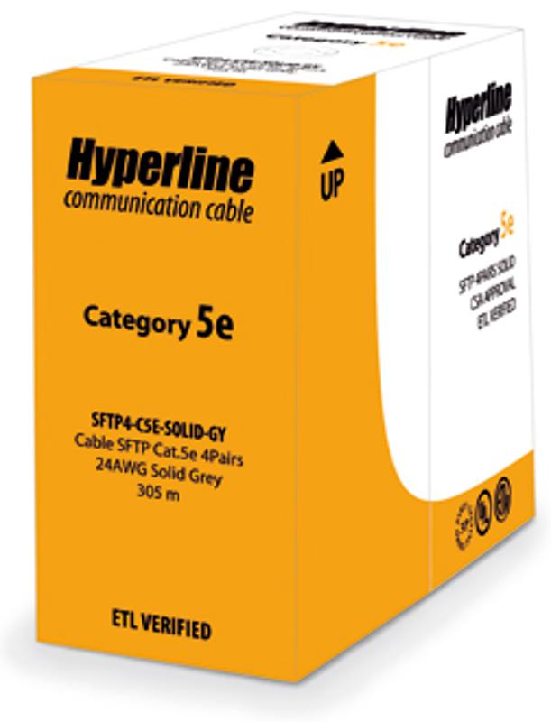 SFUTP4-C5E-S24-IN-PVC-GY-305 (305 м) Кабель витая пара SF/UTP, категория 5e, 4 пары(24 AWG),одножил.(solid) PVC