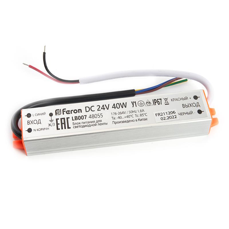 Трансформатор электронный для светодиодной ленты 40W 24V (драйвер), LB007 FERON