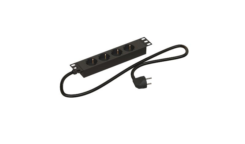 Hyperline SHE19-4SH-2EU Блок розеток для 19" шкафов, горизонтальный, 4 розетки Schuko