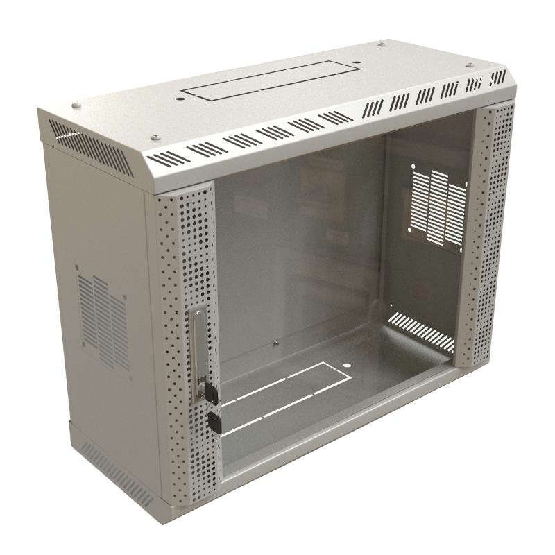 TWS-2225-GP-RAL7035 Шкаф настенный19-дюймовый (19"), 22U,1086х600х250, со стеклянной дверью, несъемные боковые панели (собранный)