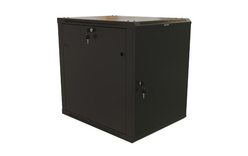 TWB-2268-SR-RAL9004 Шкаф настенный 19-дюймовый (19"), 22U, 1086x600х800мм, металлич. дверь с замком,две боковые панели, цвет черн.