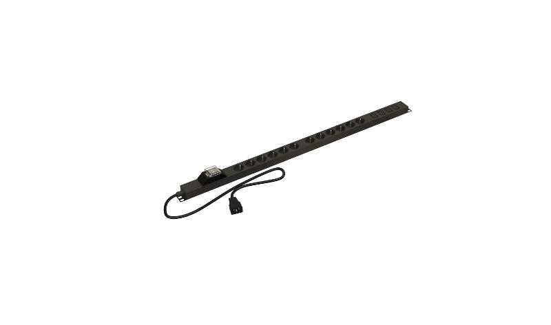 Hyperline SHE-12SH-4IEC-BF-2.5IEC Блок розеток, вертикальный, 12 розеток Schuko, 4 розетки IEC320