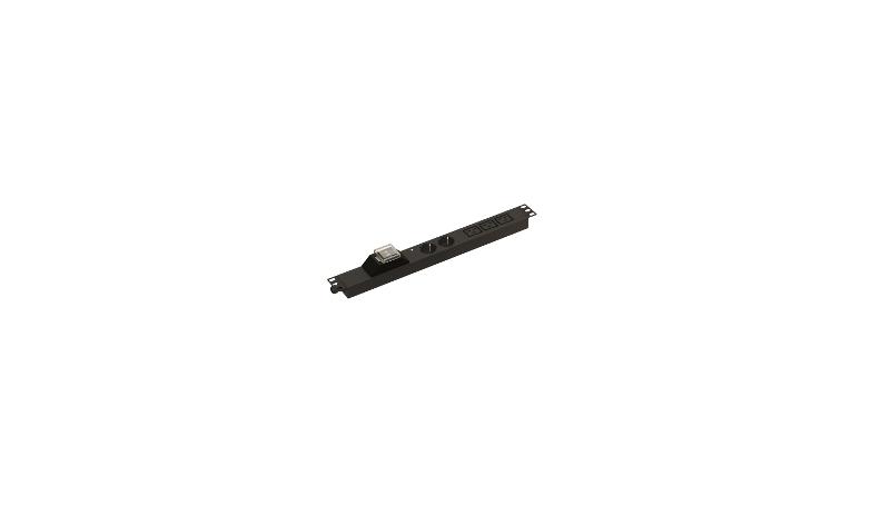 Hyperline SHE19-2SH-3BIEC-IB-CB Блок розеток для 19" шкафов, горизонтальный, 2 розетки Schuko