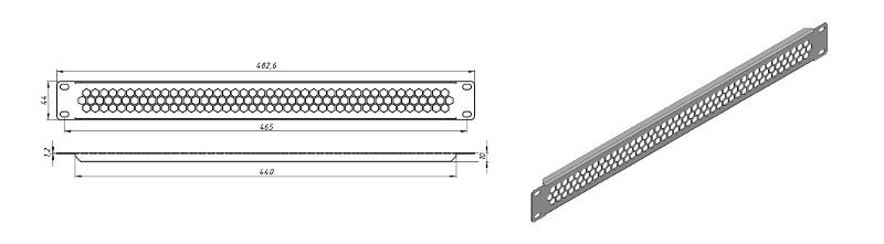 BPD-1-RAL9005 Фальш-панель перфорированная на 1U, цвет черный (RAL 9005)