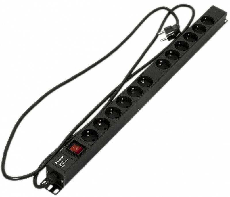 Hyperline SHE-32SH-BAV-CB Блок розеток вертикальный, 32 розетки Schuko, автоматический выкл