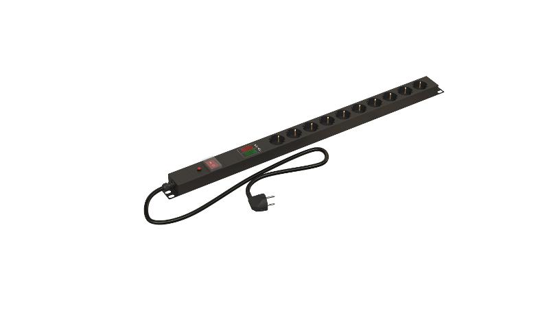 Hyperline SHE-10SH-AV-SF-2.5EU Блок розеток, вертикальный, 10 розеток Schuko