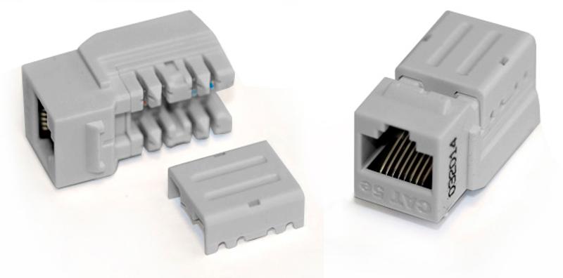 KJNE-8P8C-C6A-90-GY Вставка Keystone Jack RJ-45(8P8C), категория 6A, 110 IDC, заделка с помощью NE-TOOL, серая