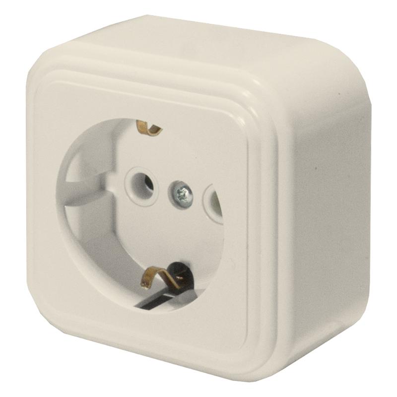 Розетка 1-местная с заземляющим контактом, 250В, 16А, IP20, PST16-21-20 (RA 16-133-БЖ), слоновая кость