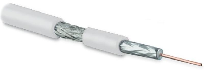 COAX-SAT703N-WH-500 Кабель коаксиальный SAT703N, 75 Ом, жила - 17 AWG (1.13 mm, медь,solid)+оплетка (луженая медь, 45%)