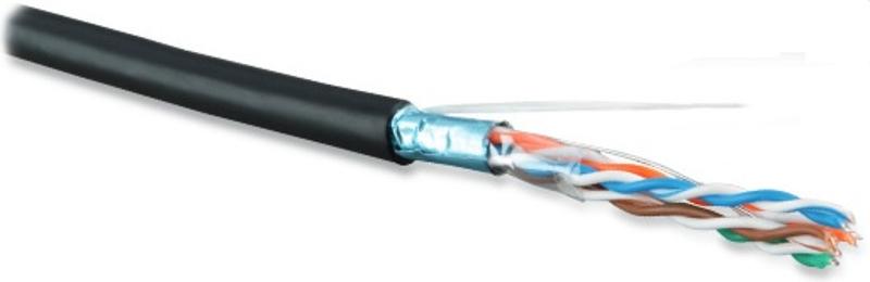 Кабель витая пара FUTP4-C5E-S24-OUT-PE-BK-500 (500м)экр.F/UTP,к.5e,4п.(24AWG),одн.(solid),э.-ф.,вне.,PE,-40°C–+60°C,черн.