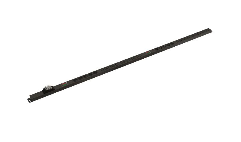 Hyperline SHE-10SH-10IEC-10BIEC-2BAV-CB Блок розеток, вертикальный, 10 розеток Schuko