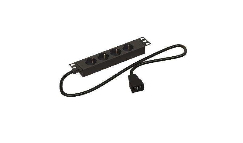 Hyperline SHE10-4SH-1.8IEC Блок розеток для 10" шкафов, горизонтальный, 4 розетки Schuko
