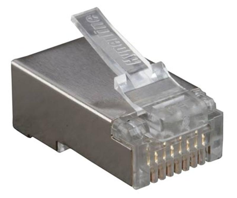 Разъем под витую пару PLUG-8P8C-U-C6-SH-100 RJ-45(8P8C) кат.6 (50 µ"/ 50м.дюй.),экранир.,универс.(д.одн.имногож.каб.) (100 шт)