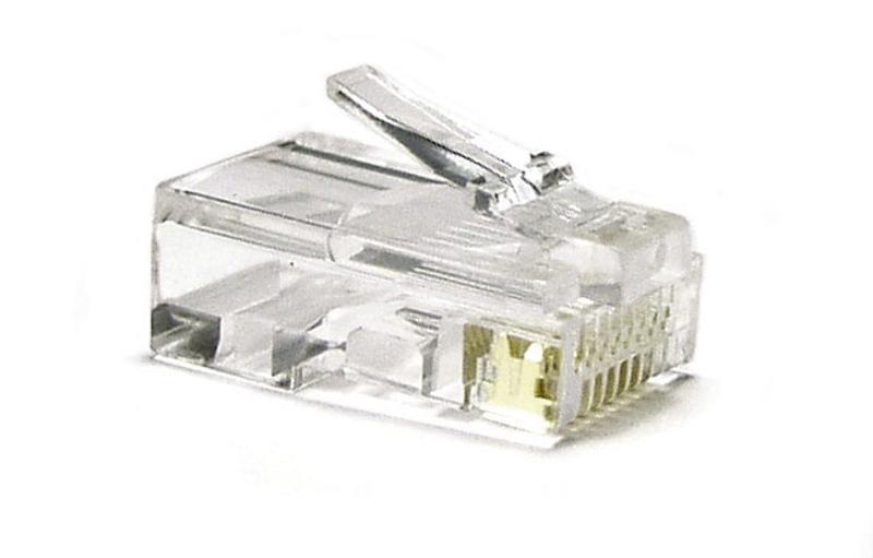 Разъем под витую пару PLUG-8P8C-U-C6-100 RJ-45(8P8C) кат.6 (50 µ"/ 50м.дюй.),универсальный (д. одн. имногож. каб.) (100 шт)
