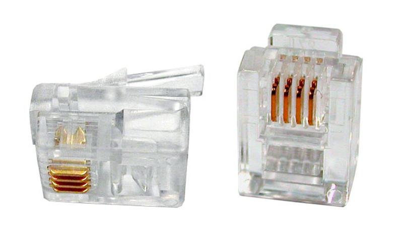 Разъем телефонный PLUG-6P4C-P-C2-100 RJ-12(6P4C) (3 µ"/ 3 микродюйма) (100 шт)
