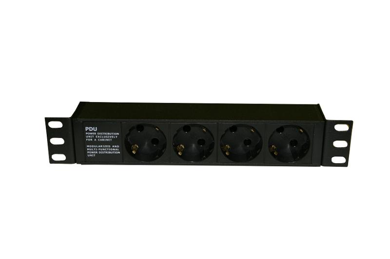 Hyperline SHE10-4IEC-S-2EU Блок розеток для 10" шкафов, горизонтальный, 4 розетки IEC320 C13