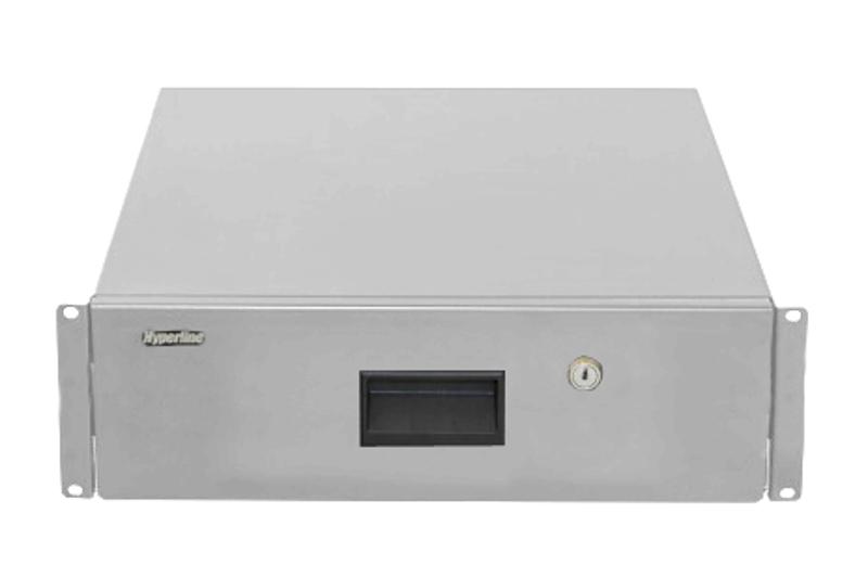 Hyperline TDR3-3U-460-RAL7035 Полка (ящик) для документов с замком, 3U, 133х483х460мм (ВхШхГ)