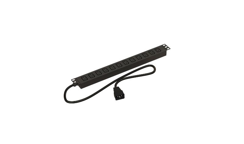 Hyperline SHE19-12IEC-2.5AIEC Блок розеток для 19" шкафов, горизонтальный, 12 розеток IEC320 C13
