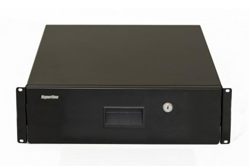 Hyperline TDR3-3U-360-RAL9004 Полка (ящик) для документов с замком, 3U, 133х483х360мм (ВхШхГ)