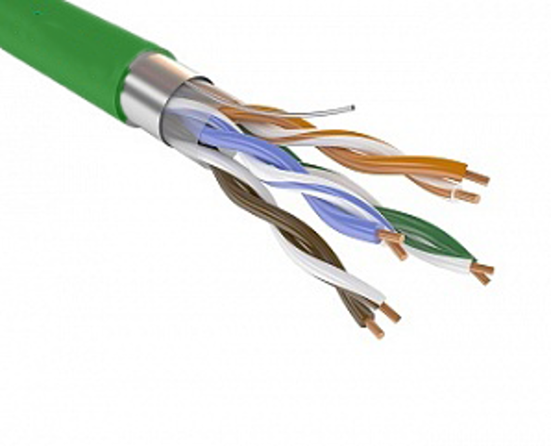 Кабель витопарный, категории 6, U/UTP, 4 пары, 23 AWG, LSZH нг(A)-HFLTX, для внутренней прокладки,зеленый, коробка 305 м