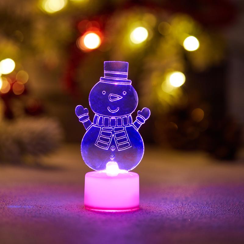 Фигура светодиодная на подставке "Снеговик с шарфом 2D", RGB