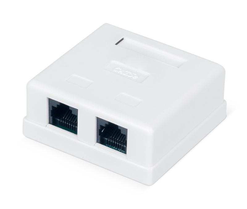 WR-WS-8P8C-C5E-2 Розетка компьютерная RJ-45, кат., 5e, неэкран.,, двойная, внешняя, Dual IDC, цвет белый