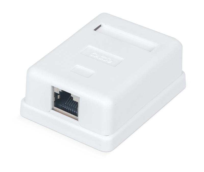 WR-WS-8P8C-C5E-SH-1 Розетка компьютерная RJ-45, кат., 5e, экран.,, одинарная, внешняя, Dual IDC, цвет белый