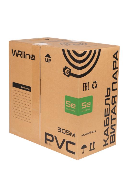 WR-UTP-4P-C5E-L-PVC-GY Витая пара, неэкран., U/UTP, кат., 5e, 4 пары (0,48 мм), одножил., внут., PVC нг(А)-LS, серый, 305 м