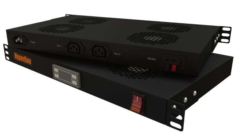 Hyperline TRFA-WB-MICR-4F-RAL9004 Модуль вентиляторный 19", 1U, глубиной 290мм, с термостатом