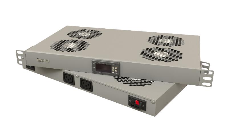 Hyperline TRFA-WB-MICR-4F-RAL7035 Модуль вентиляторный 19", 1U, глубиной 290мм, с термостатом