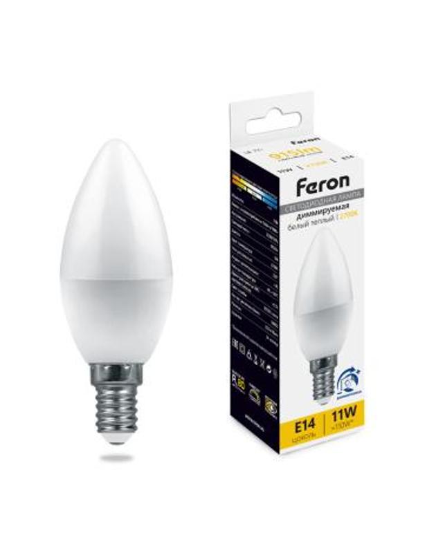 Лампа светодиодная диммируемая, (11W) 230V E14 2700K С37, LB-771