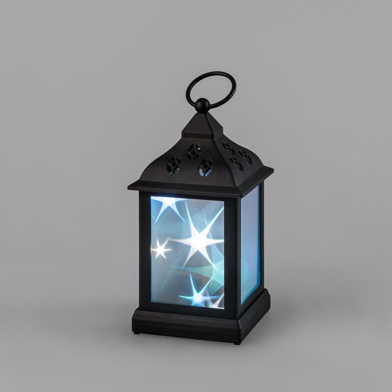 Декоративный фонарь 11х11х22,5 см, черный корпус, цвет свечения RGB с эффектом мерцания