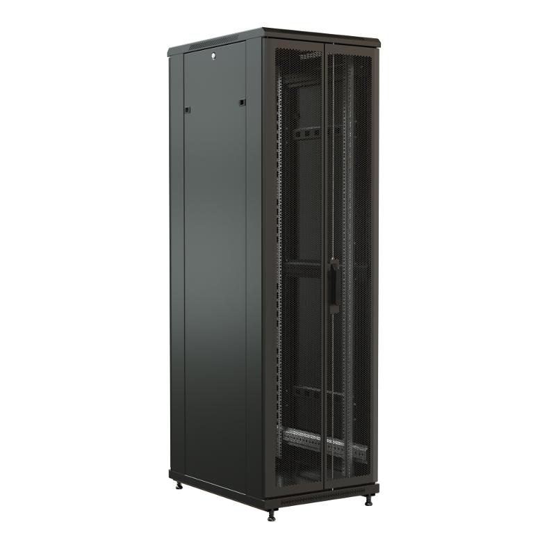 WR-TT-3762-DD-RAL9004 Шкаф напольный 19-дюйм., 37U, 1833x600х1200 мм, передняя и задняя распашные перфор. двери, (RAL 9004)