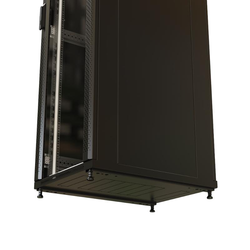 WR-TT-4268-AS-RAL9004 Шкаф напол. 19-дюйм., 42U, 2055x600х800 мм, перед. стек. дверь со стал. перф. боков., зад. дверь сплош.,