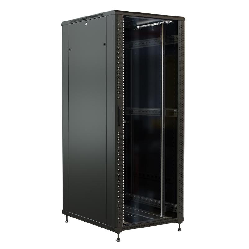 WR-TT-4788-AS-RAL9004 Шкаф напол. 19-дюйм., 47U, 2277x800х800 мм, перед. стек. дверь со стал. перф. боков., зад. дверь сплош.,