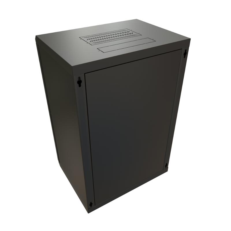WR-TW-1866-GP-RAL9004 Шкаф настенный 19-дюймовый (19"), 18U, 908x600х600мм, стекл. дв.,, (RAL 9004) (разобранный)