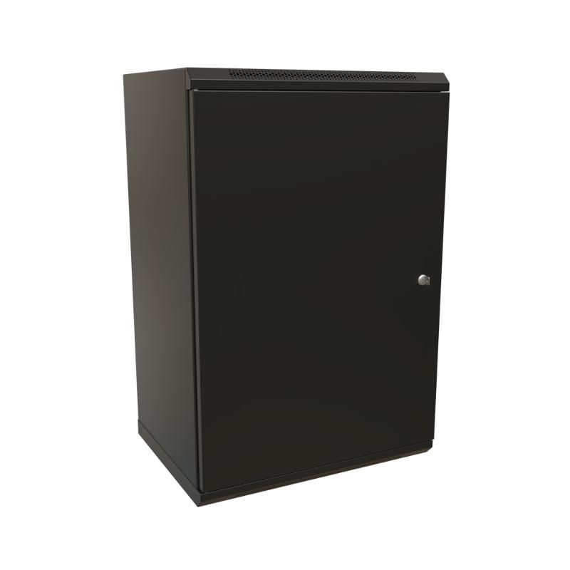 WR-TW-2266-SR-RAL9004 Шкаф настенный 19-дюймовый (19"), 22U, 1086x600х600мм, цельнометал.,дверь с замком, (RAL 9004)