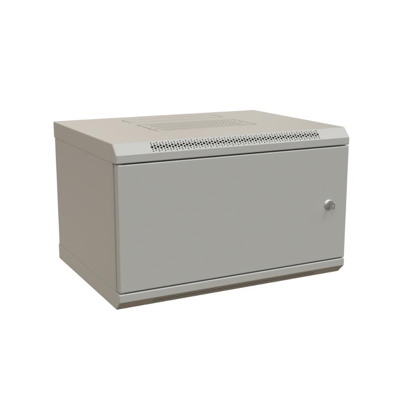 WR-TW-0645-SR-RAL7035 Шкаф настенный 19-дюймовый (19"), 6U, 367x600х450мм, цельнометал.,дверь с замком, цвет серый (RAL 7035)